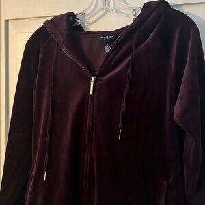 Kenneth Cole Dark Purple Hooded Full Zip Front Jacket Small